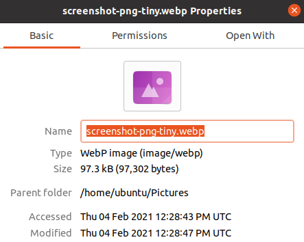 Свойства файла изображения после конвертации в WebP оптимизированного при помощи TinyPNG изображения